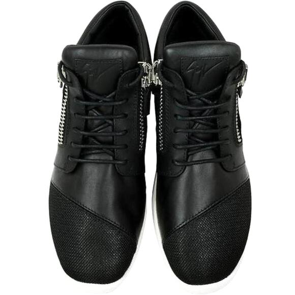 Giuseppe Zanotti Megatron Nero Black leather mesh zippered Sneakers Size 36 - Picture 3 of 13